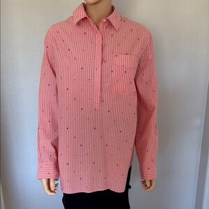 GAP Pink Blouse with Subtle Stripes and Polka Dots